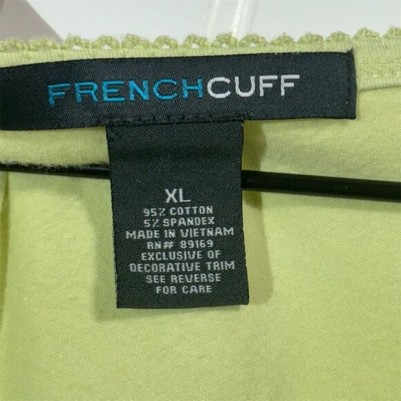 French Cuff Lime Green Tank Top XL Rhinestone Studded Y2K Sleeveless Shirt - Picture 7 of 8